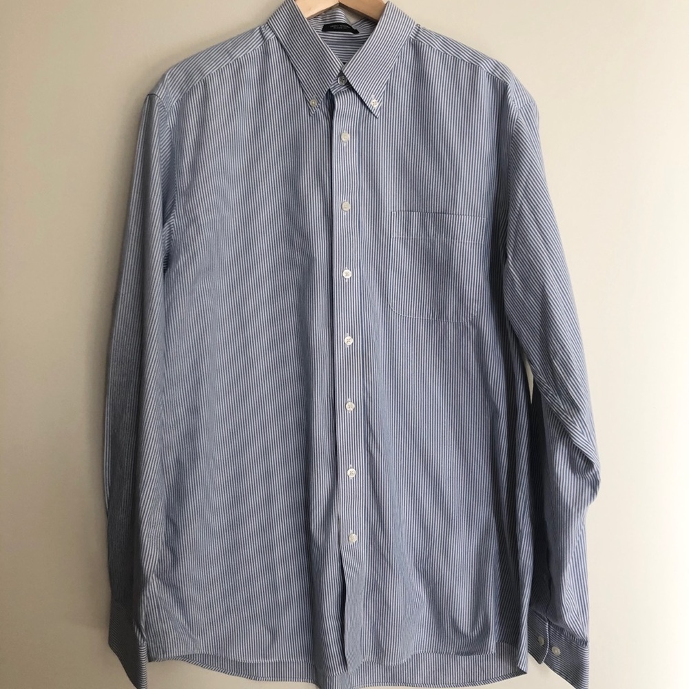 Eddie Bauer Blue Pinstripe Button Down - Sz Tall L